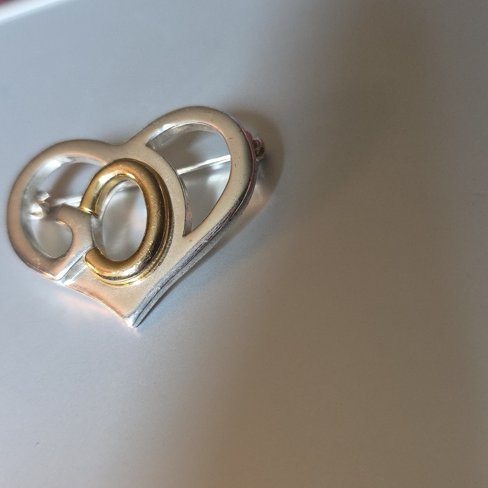 Stamped SJ God Heart Pin Vintage